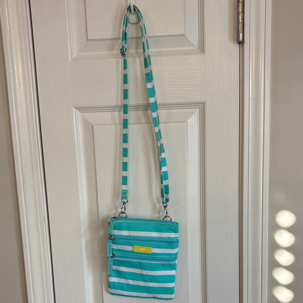 Scout Aqua and White Striped Mini Crossbody Bag
